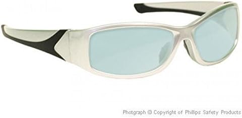 Очила за безбедност на ласер-филтер AKG-5 YAG/HOMIUM/CO2 во сребрена пластична рамка во рамките