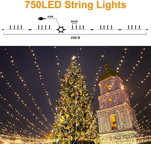 Lightshare 750LED 245ft жици на низа 9 режими 30V приклучок во самовила светла со далечински управувач за домашна градина дворот Божиќна