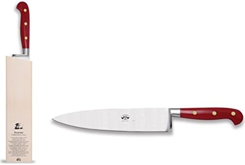Колтелери Берти Инсиме 9 Готвачки Нож со Магнетизиран Дрвен Блок | Црвена Луцитна Рачка