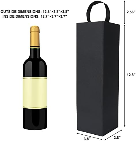 РИДДОЈ 5 пакет кутија за подароци за вино, 12,8x3.7x3,7 инчи кутии за шише со црно вино со рачка за магнетно затворање на ликер и