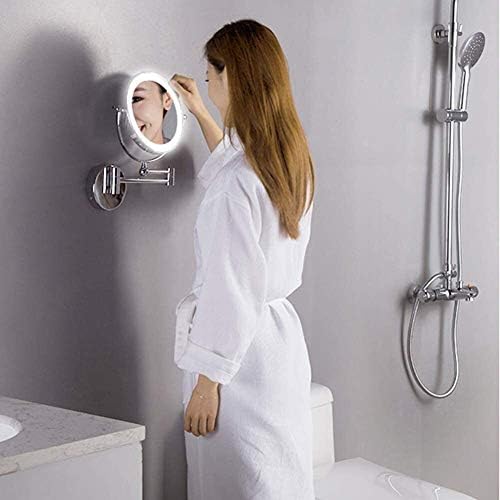 Двострана огледало за шминка огледала за бања, монтиран со светла 7x зголемување, двострана огледала за шминка Зголемувачки огледала