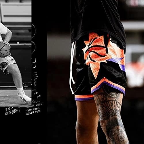 Boomlemon машки кошаркарски шорцеви за вежбање во салата за вежбање атлетски шорцеви мрежни графички принт, кои работат кратки панталони