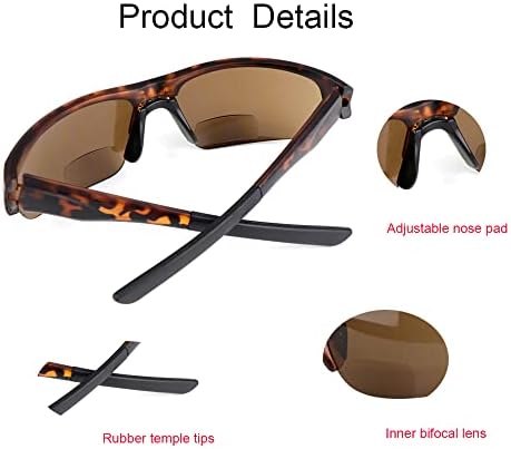 Исорисокс 3 Спакувајте Бифокални Очила За Сонце За Читање За Мажи и Жени со Прилагодлива Подлога За Нос,Затемнети Читачи На Сонце Завиткајте Наоколу