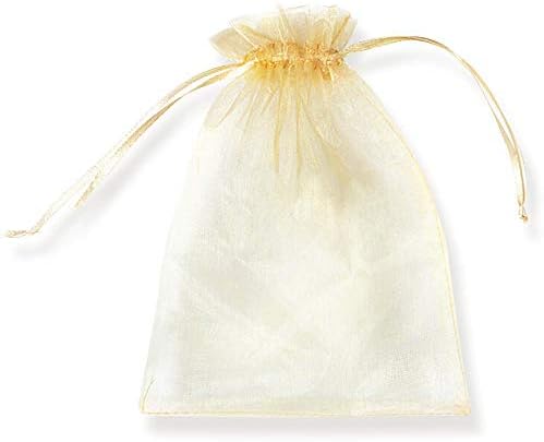 Sxuxb 100pcs Торби За Органза 30x40 см Златна Торбичка За Торбичка За Накит Торбичка За Складирање Торба За Подароци Со Врвка за Свадба,