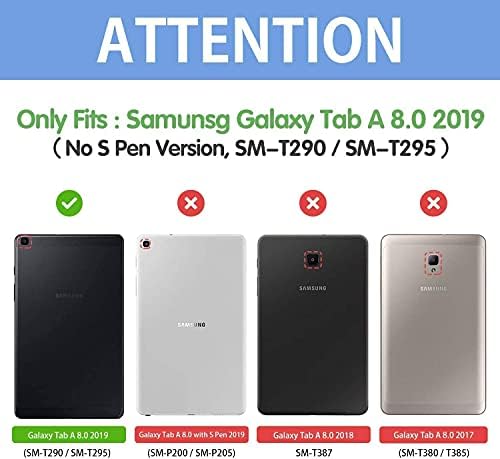 Vicvol Samsung Galaxy Tab A 8.0 2019 Case за деца со вграден заштитник на екранот, кутија SM-T290/T295, издржлива шок-изолирана