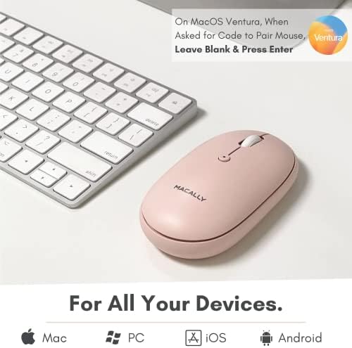 Macally Безжичен Bluetooth Глушец за ЛАПТОП И Десктоп КОМПЈУТЕР-Едноставен Безжичен Bluetooth Глушец На Полнење За Macbook Pro