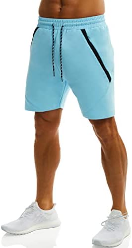 Обебер машки 6 “салата шорцеви памучни боди -билдинг шорцеви со патент -џогерски атлетски џогерски шорцеви