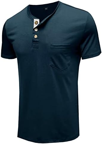 Seganup mens henley кошули со долги ракави, обична лесна маица опремена со џебови со џебови