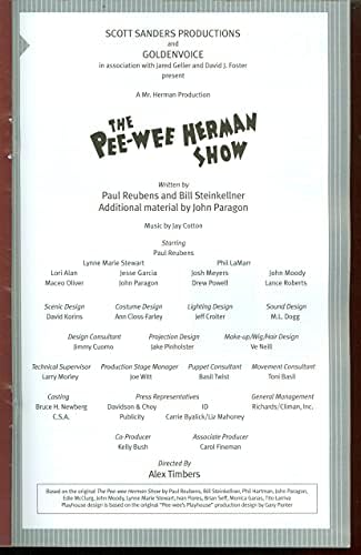 Шоуто Pee Wee Herman, Pre-Broadway Playbill + Пол Рубенс, Лин Мари Стјуарт, Фил Ламар, essеси Гарсија, oshош Мејерс, Johnон Муди