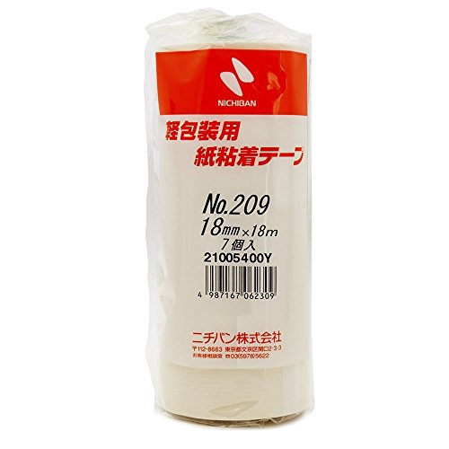 Ничибан 209H-18-лента за маскирање, 0,7 инчи x 59,1 стапки, 70 ролни, бело