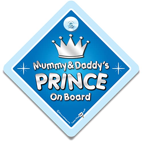 Бебе iWantThatsignltd Mummy & Daddy's Prince на знак за автомобили, знак на принцот автомобил, бебе на бродот, знак за новини, знак за бебешки автомобил