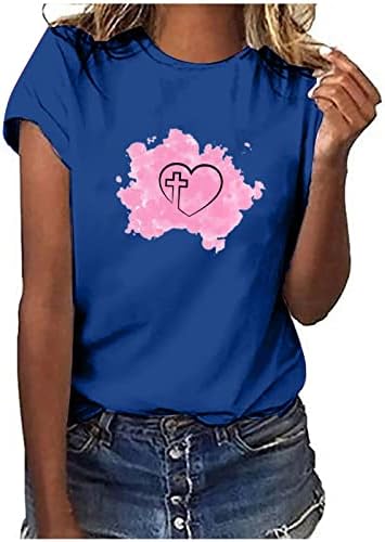 Женски врвови за туника, лето лето 2023 година, стетоскопски графички маички тинејџерки слатки блузи врвни кратки ракави екипаж маичка