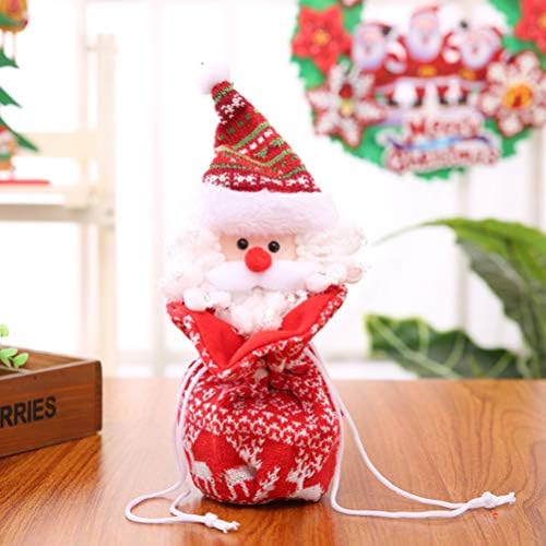 Nuobesty 4PC плетени Божиќни торби за јаболка Божиќни торби за подароци за подароци Снежен човек кукла колаче бонбони торба за деца Божиќна празнична