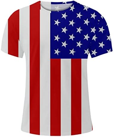 LCEPCY Американски кошули со знаме за мажи 2023 летни екипи на вратот на вратот Краток ракав Графички маички четврти јули патриотски маици