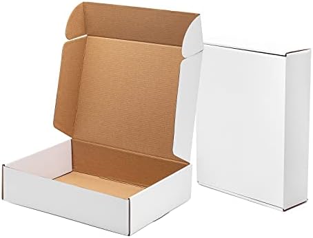 Кутии за испорака на тимирог 12x9x3 Бело 20 пакувања брановидни картонски кутии за пошта за мал бизнис, литература за заклучување на