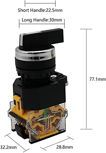FACDEM 22mm селектор на копчето Ротари прекинувач за заклучување на моментот 2NO 1NO1NC 2 3 Позиција DPST 10A 400V прекинувач за напојување Вклучување/исклучување