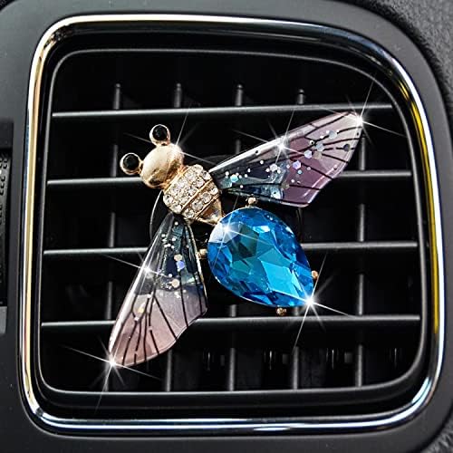 Bling Blue Bee Air Fint Clips, Crystal Bee Car Freeneners Vearners Clips Car Difuser Diamond Scuantion Car Enterior Decorive Cartive