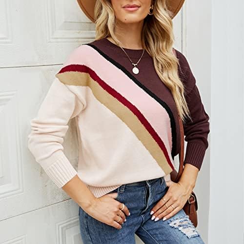 Fragarn плус големина пад џемпери за жени, женски есен и зимски плетенка модна крпеница пуловер со долг ракав џемпер