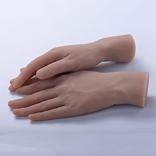 Менолана 1 пар тетоважа за тетовирање силиконска лажна рака вистинска текстура на дланка, флексибилни зглобови на прсти - природна
