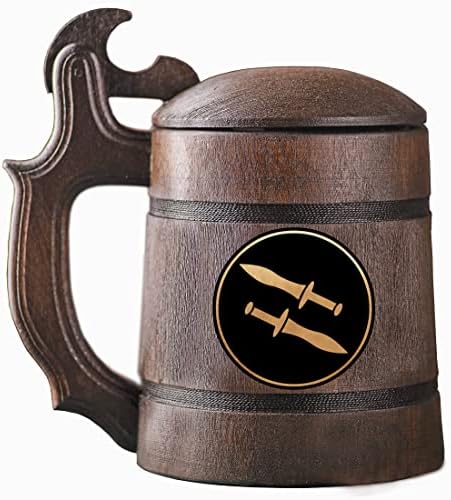 Ffxiv Rogue Chug Wooden Tankard со капак. Подарок за гејмери. Пиво Штајн. Персонализирана дрвена кригла со пиво. Обичен подарок