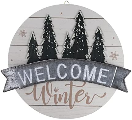 Sfozstra Зимски добредојден знак, „Добредојдовте зимски“ влезна врата Декоративен знак за добредојде, славете го пристигнувањето на