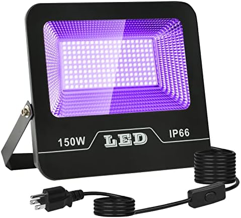 Ontesik 150W LED UV црни светла Водоотпорна светлина на поплавување, користени за сликање на телото, дневна соба, соба за игри, Ноќта на вештерките,