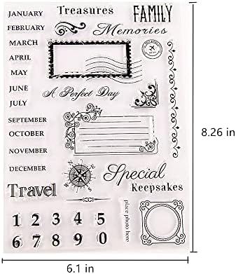 Календарски месец месец ден банер планер јасни марки за правење картички за декорација DIY -книги, поштенски печат на силиконски транспарентни