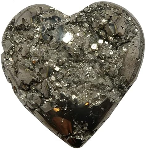 Сатенски кристали пирит срце блескаво камен златен кластер изобилство 3,75-4,0 инчи