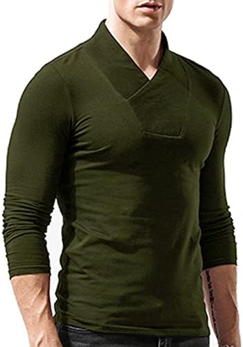 УБСТ Потсмевачки Пуловер За Вратот За Мажи, 2021 Еластична Памучна Тенка Цврста Боја V Компресија На Вратот Основни Врвови Топла
