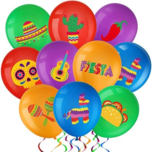 45 парчиња Фиеста Балони Мексикански Балони За Забави Фиеста Тако Балони Синко Де Мајо Балони Мексикански Карневали Фестивали Декорација За