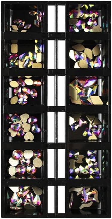120pcs 3D Nail Art Rhinestones повеќе -форма стакло сјајни ставови со станови за украси за дизајн на нокти -
