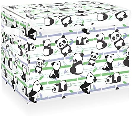 Катаку Преклопливи Кутии за Складирање Со Капаци Панда Мечки Бамбус Големи Канти За Складирање Ткаенини Што Се Склопуваат Со