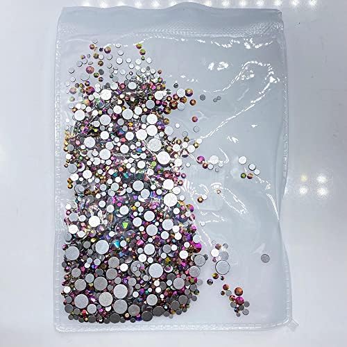 SS3 -SS20 мешавини бои измешајте големина 1440pcs нокти уметност ригистони кристално рамен грб не -фиксни камени дијаманти за декорации