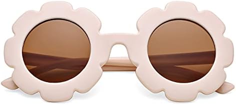 COASION Поларизирани Очила за Сонце За Деца Девојки &засилувач; Момчиња Преголеми Круг Цвет Очила За Сонце Нијанси УВ 400 Заштита Возраст 2-12