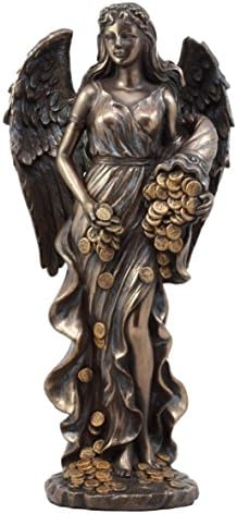 Подарок за еброс римска грчка божица Фортуна со раскошна статуа на златните монети 11,5 H Tyche Lady of Fate Fortune Prosurenity Providence