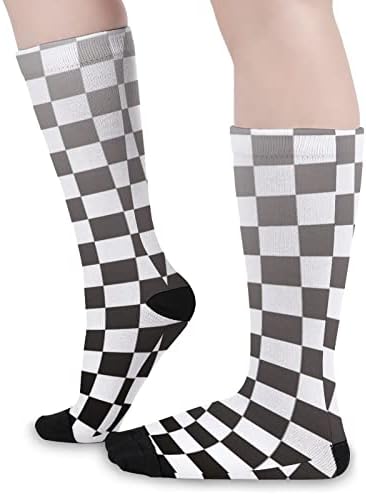 Црно Бело Трки Карирано Знаме Боја Што Одговара На Високи Чорапи Модни Спортови Топли Чорапи За Мажи Жени