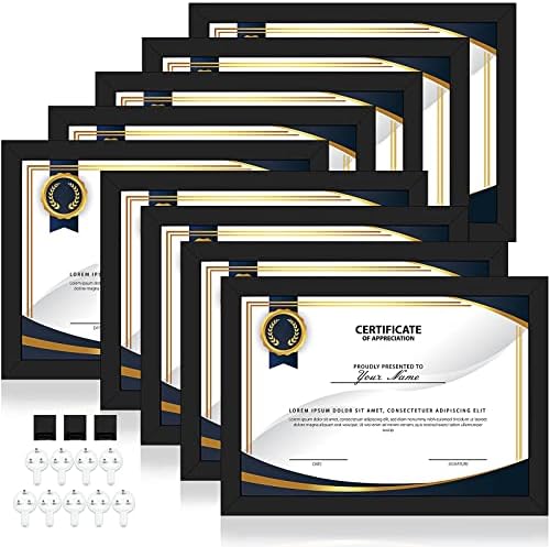 9 парчиња 12,9 x 9.5 Рамка за рамка за рамка за слика црна документална рамка за диплома со јасен акрилен панел за wallиден таблет мастер