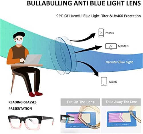 bullabulling 3 пакет Опра Стил Пролет Шарка Читателите Сина Светлина Блокирање На Компјутерски Плоштад Читање Очила За Жени Мажи