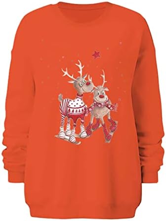 Akollsppnsy есен џемпери за жени екипаж на весели Божиќни кошули опуштени атлетски атлетски врвови за жени