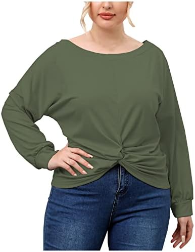 Плус големина кошула со долги ракави женски случајни секси модни модни летни цврсти бои неправилна маица со голема големина на врвот