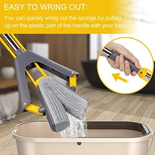 Masthome Sponge Mop & 24 Push Mool, ролери со 3 супер апсорбирачки сунѓерски мелодии, чистач на тешки метла со тврди влакна, за чистење