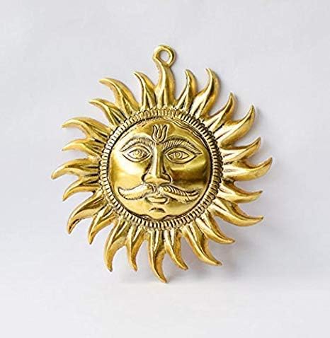 Златното златно сонце, виси wallид, тркалезна форма, направен од месинг, големина aprox 5inches и 50g, пакет од 1 златно сонце на лицето