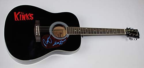 Кинкс Лола Реј Дејвис Дејв Дејвис Група автентична потпишана автограмирана црна целосна големина акустична гитара ЛОА
