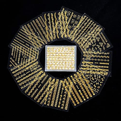 30 парчиња бронзинг шема налепница постави злато ласер само -лекав лизгач starвезда Месечина геометриски линии декорации Прес нокти Декорација*