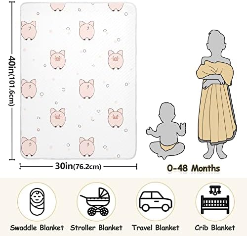 Swaddle Claute Cartive Molting Pigs Cotton Conte за доенчиња, примање ќебе, лесен меко тресено ќебе за креветчето, шетач, расадници