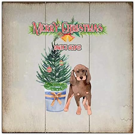 Гроздобер рустикален шик стил 16x16in Божиќно дрво палета Среќна Божиќна Дедо Мраз за е новогодишно милениче кучиња дрвена плакета за тремот