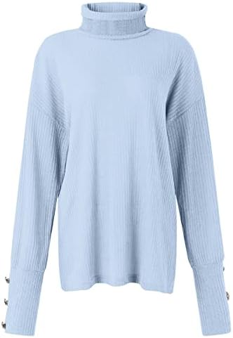 Копче за лабава пулвер со лесен женски кардиган до долга ракав цврста боја плетена кошула џемпери од кошула