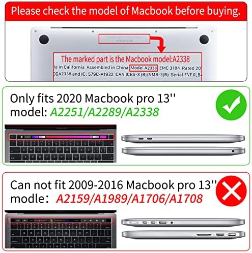Seorsok Компатибилен со MacBook Pro 13 Inch Laptop Case 2020 Release M1 A2338/ A2251/ A2289 Заштитна лична карта на допир за заштитна