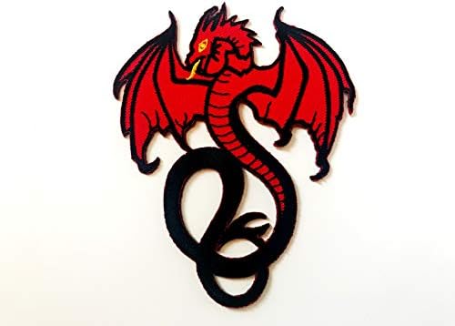 Закрпи за лого на црвен змеј велосипедист шијат железо на извезена апликација знак знак за лепенка облека за облека