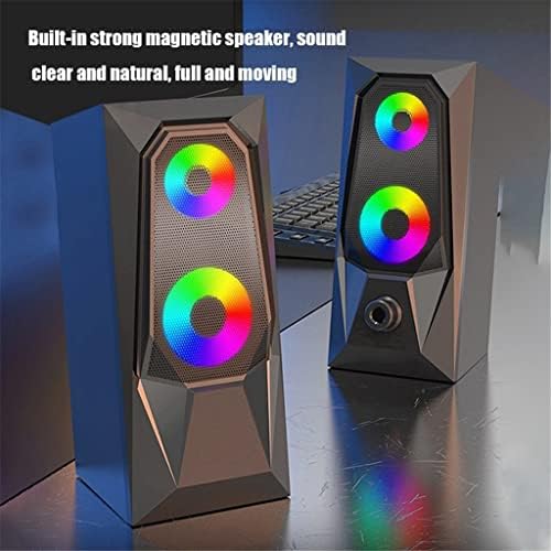ZCMEB Компјутер Звучник Компјутер Звучник 7 Бои LED Ефект Звук Прозрачна RGB Десктоп Компјутер Аудио